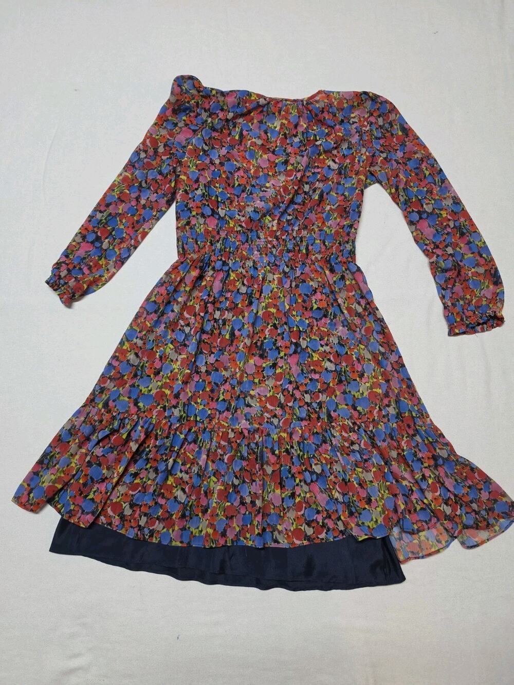 J.Crew Women’s Size S Multicolor Floral Print Long Sleeve Smocked Waist Dress